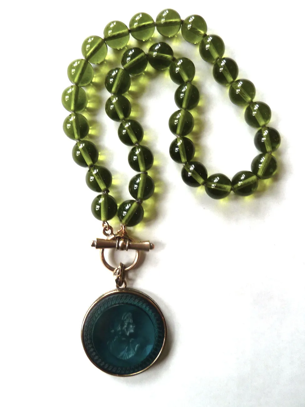 Necklace Intaglio Choker Turquoise Olive