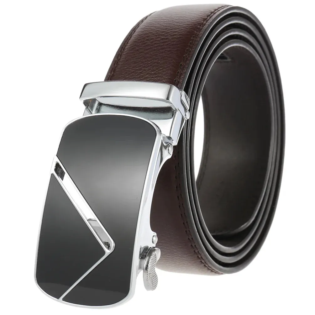 New Famous Men's Belts Top Quality Genuine Leather Luxury Belts Male Metal Automatic Buckle Belt Business Casual Waist Band