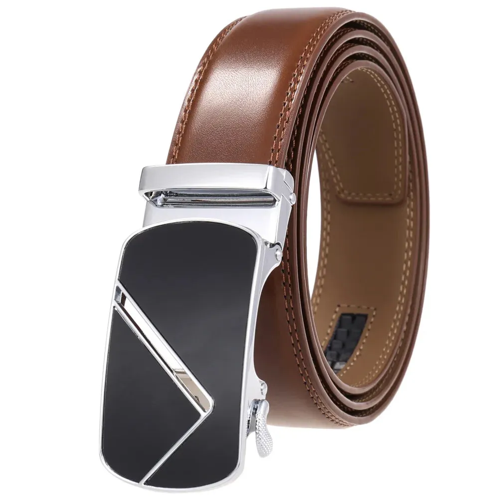 New Famous Men's Belts Top Quality Genuine Leather Luxury Belts Male Metal Automatic Buckle Belt Business Casual Waist Band