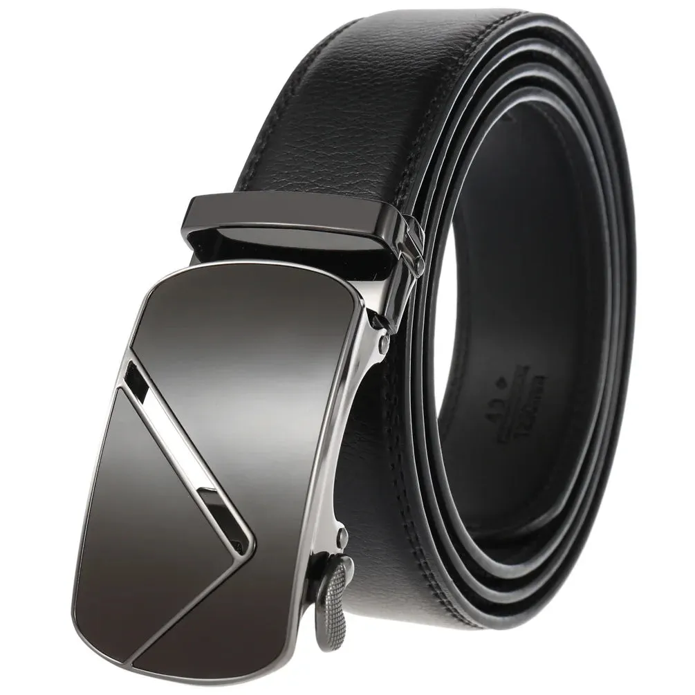 New Famous Men's Belts Top Quality Genuine Leather Luxury Belts Male Metal Automatic Buckle Belt Business Casual Waist Band