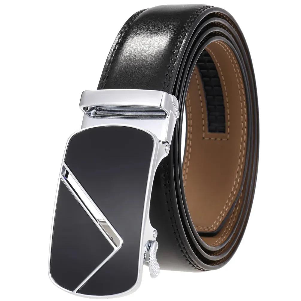 New Famous Men's Belts Top Quality Genuine Leather Luxury Belts Male Metal Automatic Buckle Belt Business Casual Waist Band