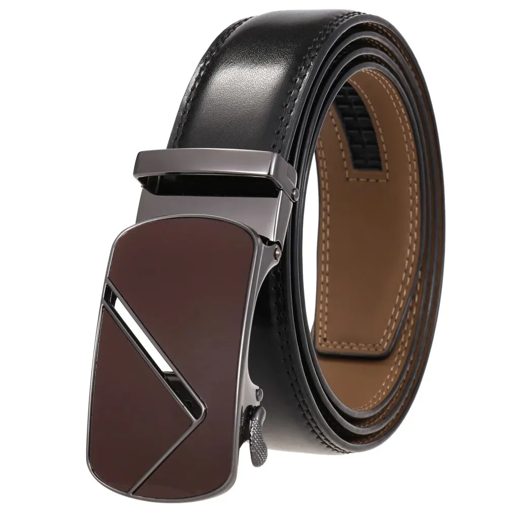 New Famous Men's Belts Top Quality Genuine Leather Luxury Belts Male Metal Automatic Buckle Belt Business Casual Waist Band