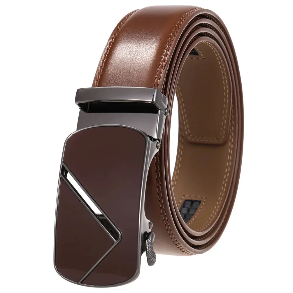 New Famous Men's Belts Top Quality Genuine Leather Luxury Belts Male Metal Automatic Buckle Belt Business Casual Waist Band