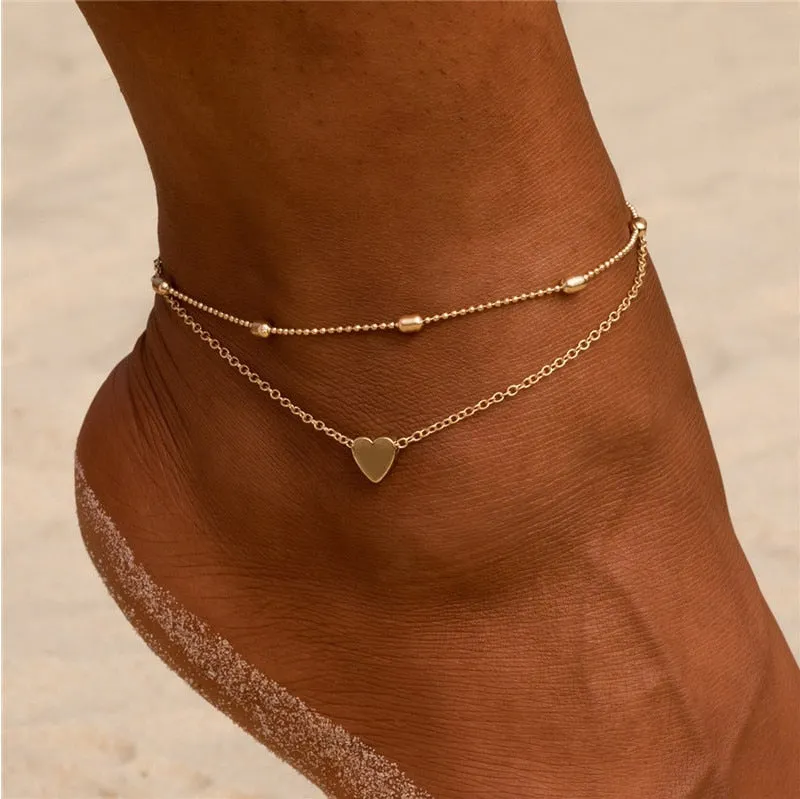 NewBohemia Beach Barefoot Sandals Anklet Chain Gold Leaf pendant Foot Bracelet Fashion Jewelry for Women Ankle Wholesale