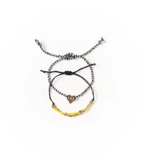 Nitara Beaded Friendship Bracelets - Heart (Yellow/Set of 2)