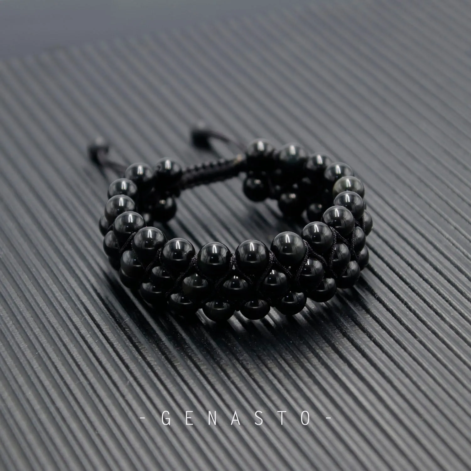 Obsidian Bracelet Three-layer, 8mm