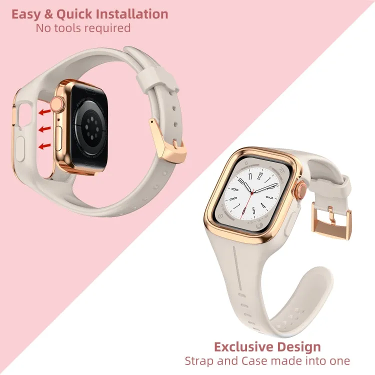 One Peice Silicone Band with Bumper Case for Apple Watch 38/40/41mm