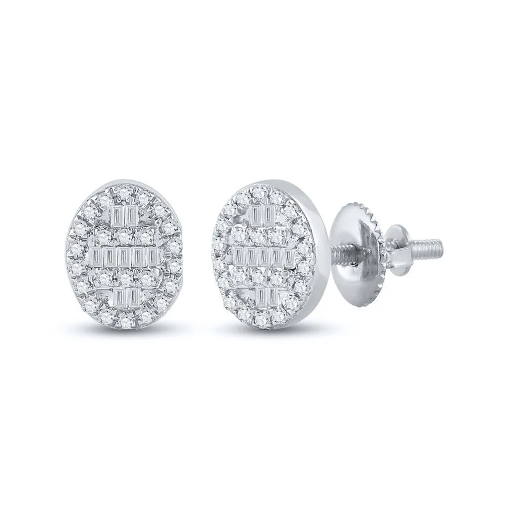 Oval Baguette Diamond Earrings .25cttw 10K Gold