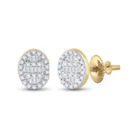 Oval Baguette Diamond Earrings .25cttw 10K Gold