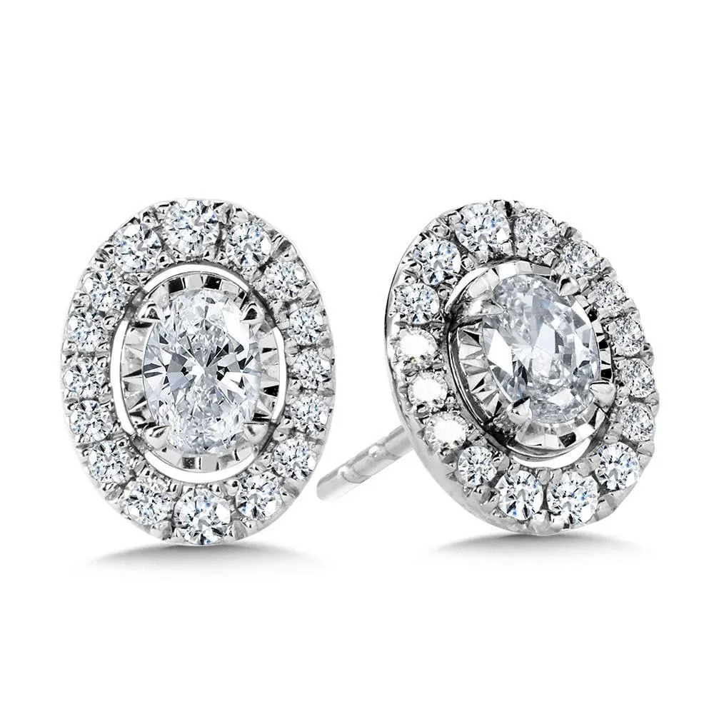 OVAL-CUT, DIAMOND STAR, HEAVENLY HALO STUD EARRINGS