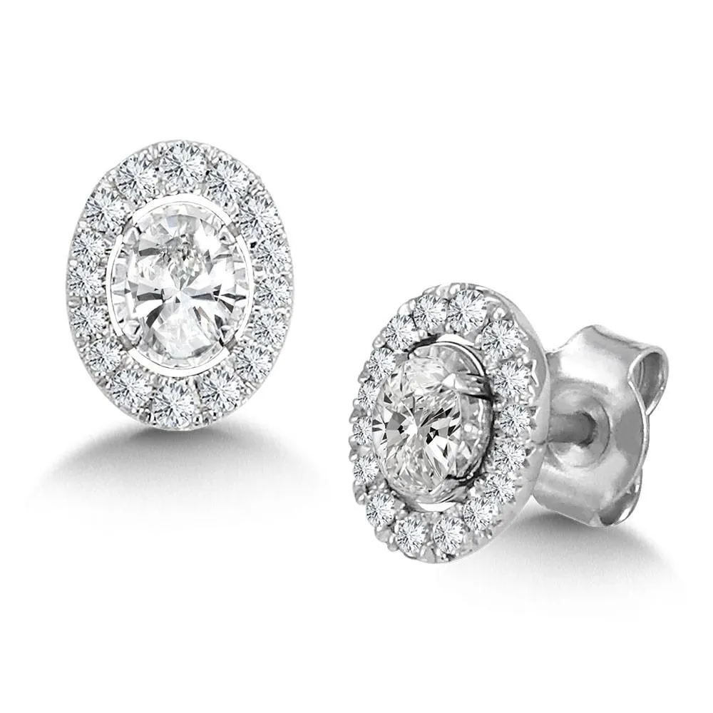 OVAL-CUT, DIAMOND STAR, HEAVENLY HALO STUD EARRINGS