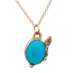 Oval Marquise Leaf Necklace, Turquoise