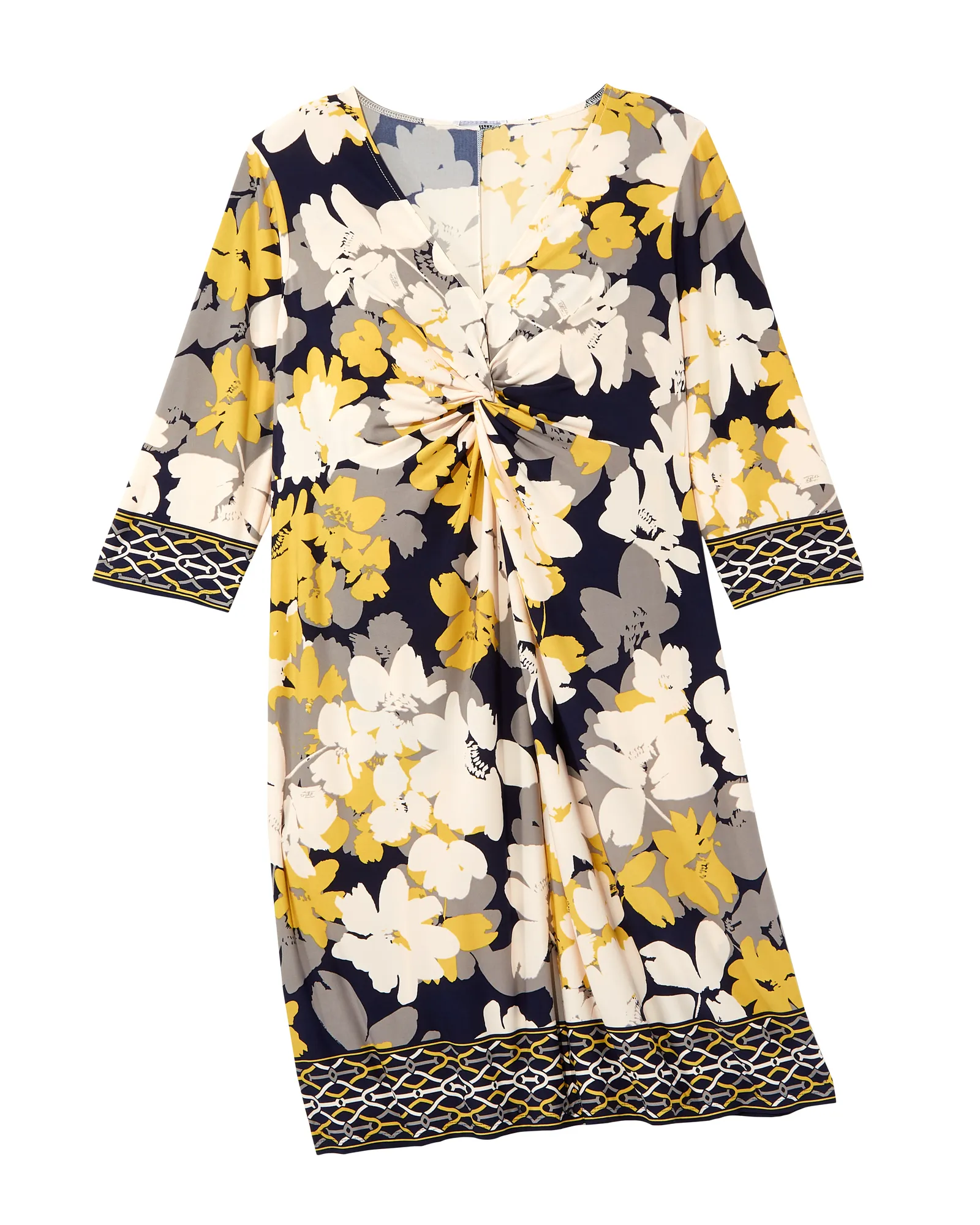 Palermo Twist Front Shift Dress | Yellow / Navy