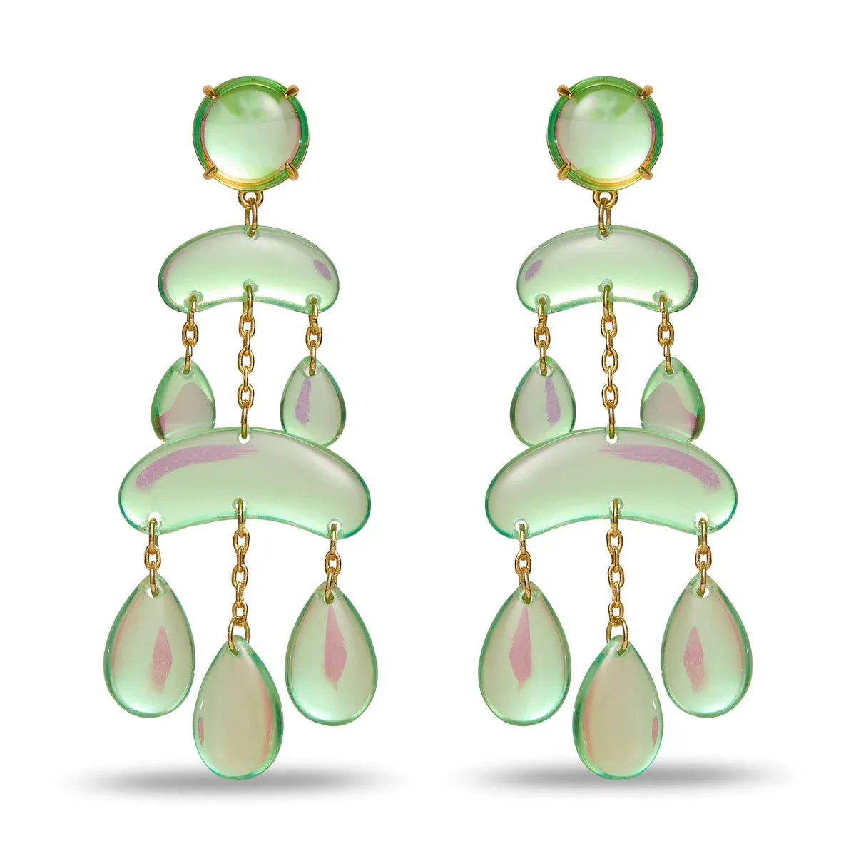 PARAKEET RAINDROP CHANDELIER EARRINGS