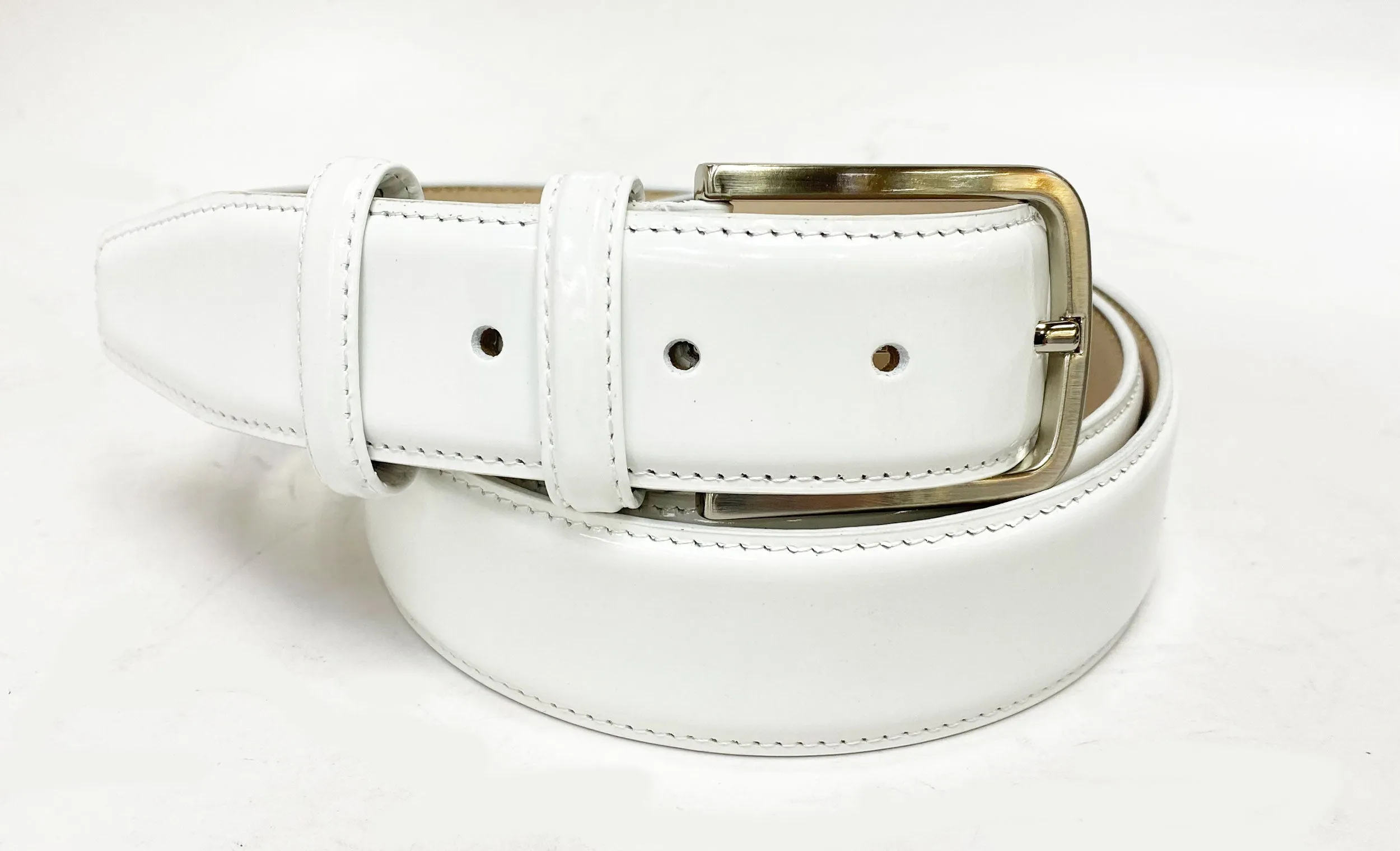 Patent Leather Belt White