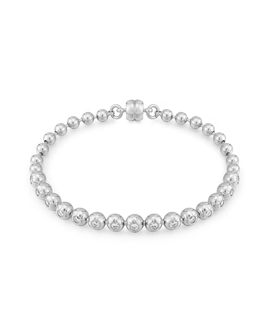 Pave Ball Chain Bracelet- Silver