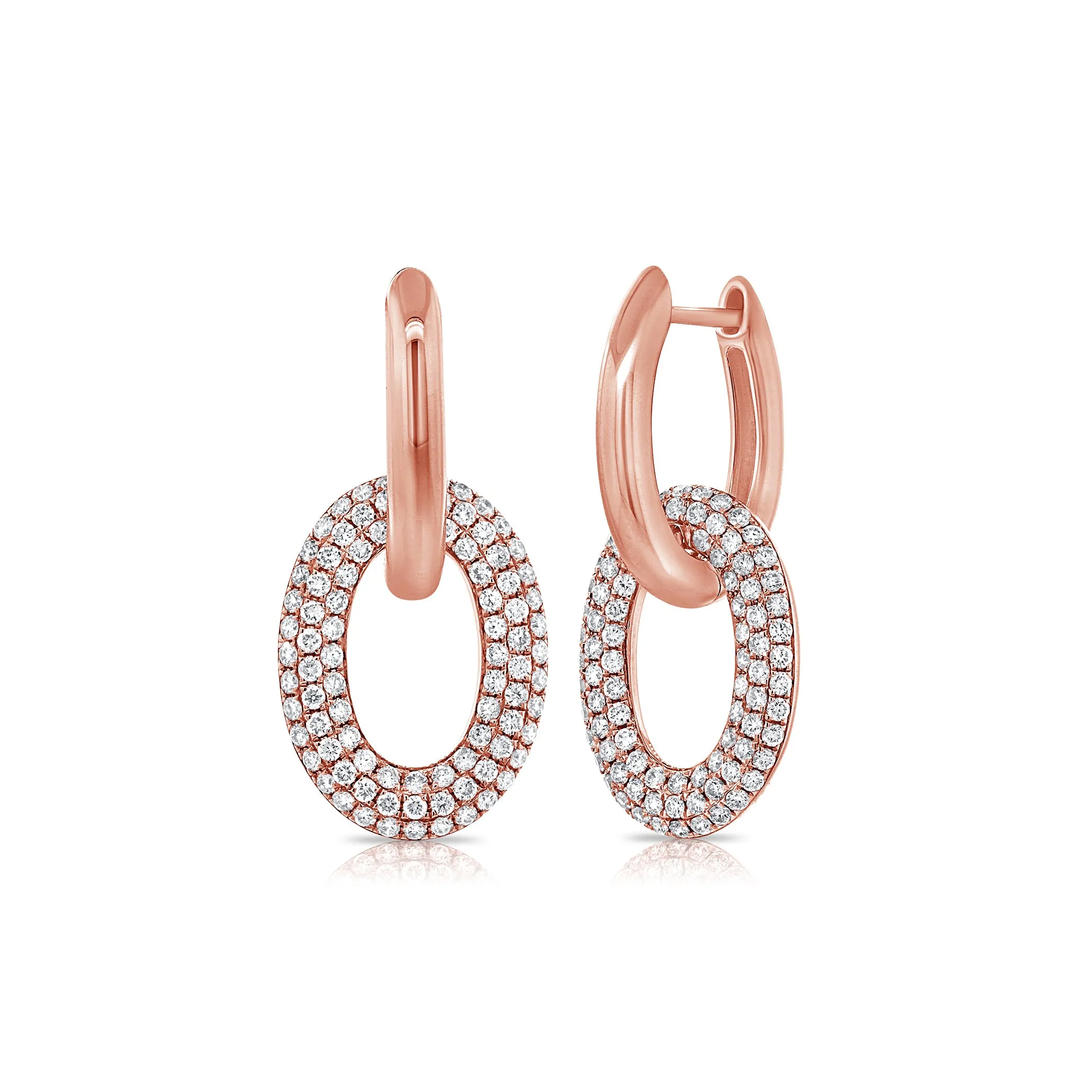 Pave Diamond & Gold Link Earrings