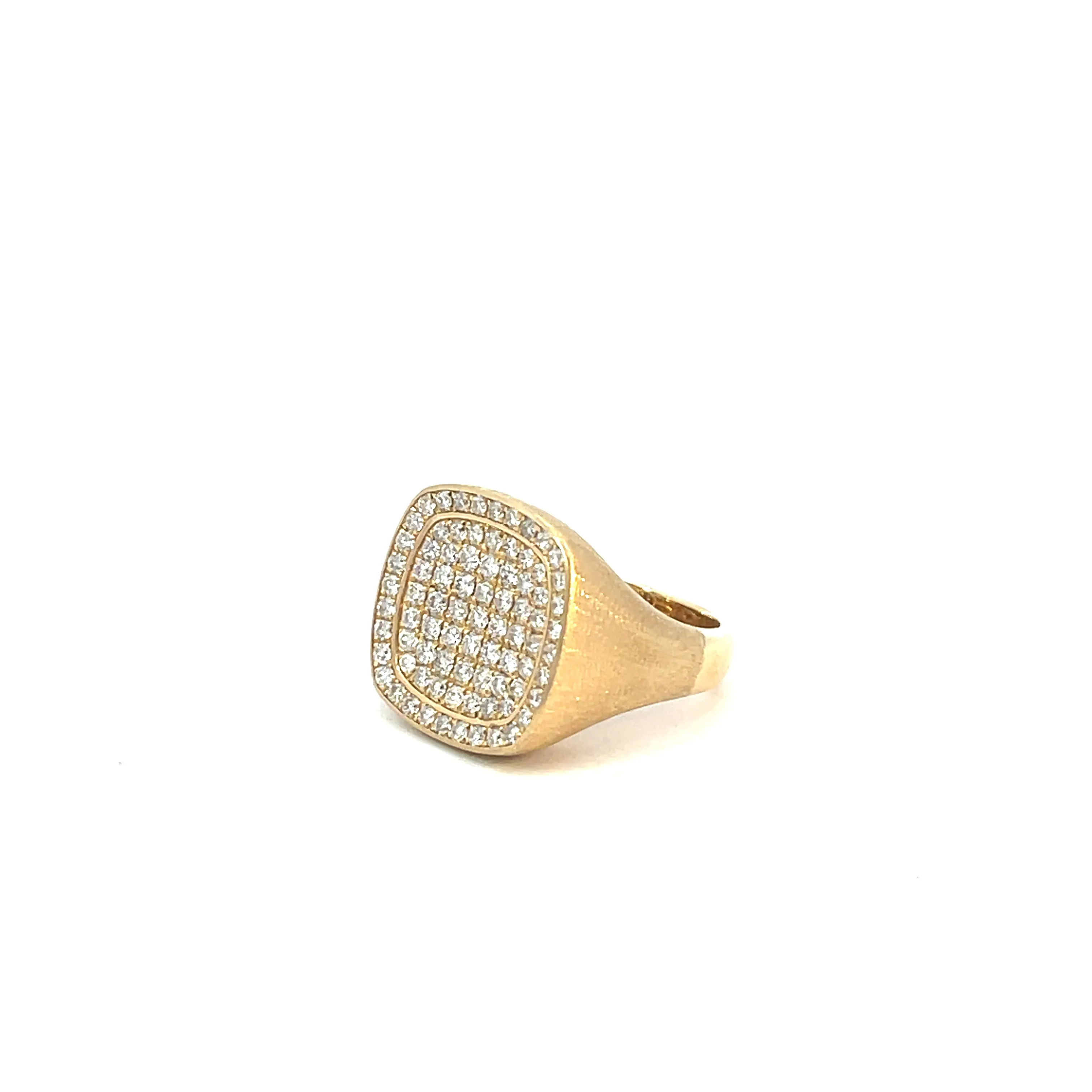 Pave Diamond Satin Finish Signet Ring