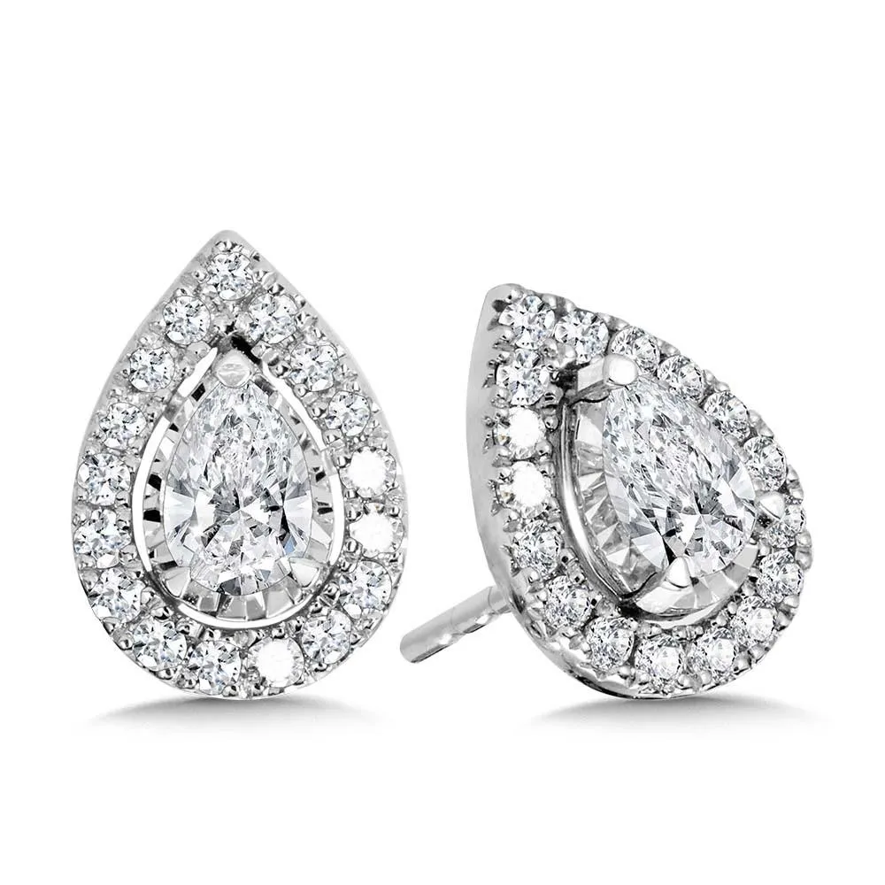 PEAR-CUT, DIAMOND STAR, HEAVENLY HALO STUD EARRINGS