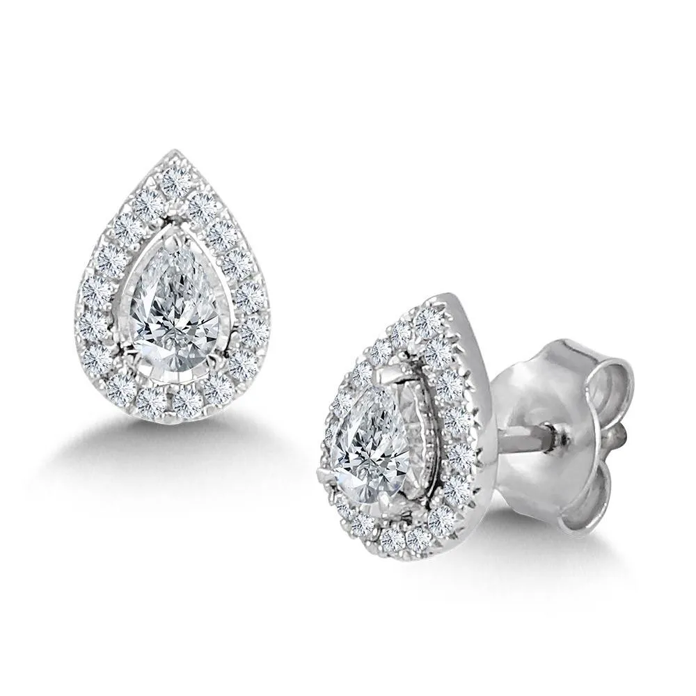 PEAR-CUT, DIAMOND STAR, HEAVENLY HALO STUD EARRINGS