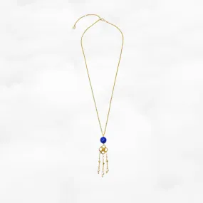 Pearl and Lapis Tassel Necklace