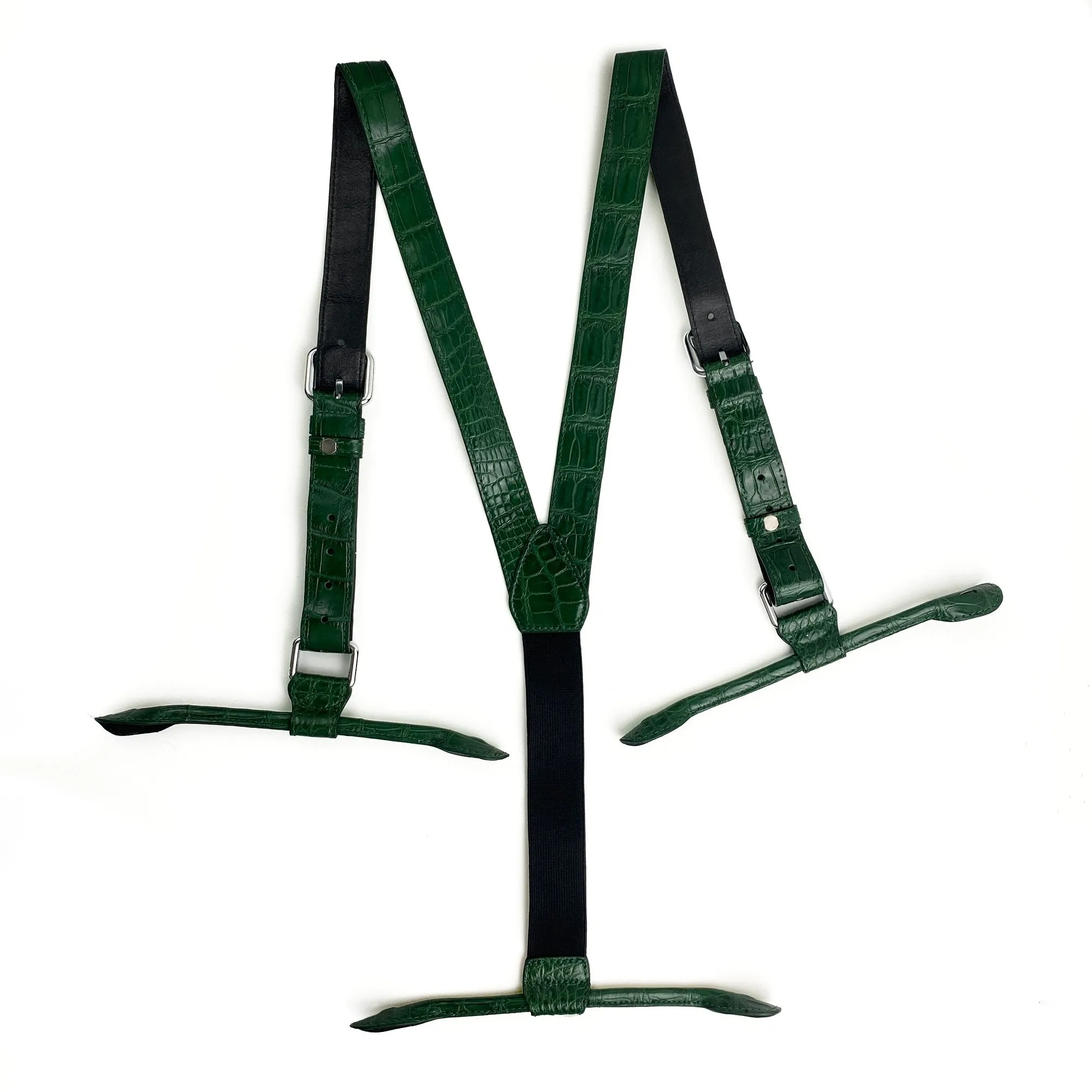 Personalized Alligator Leather Suspenders Men, Leather Suspenders, Men Green Suspenders, Handmade Leather Suspenders For Groomsmen