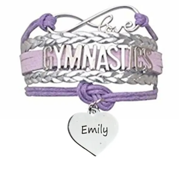 Personalized Engraved Gymnastics Infinity Bracelet- Pick Color