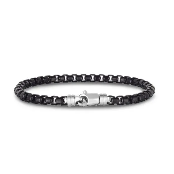 Phillip Gavriel Men's Silver Black Box Link Bracelet