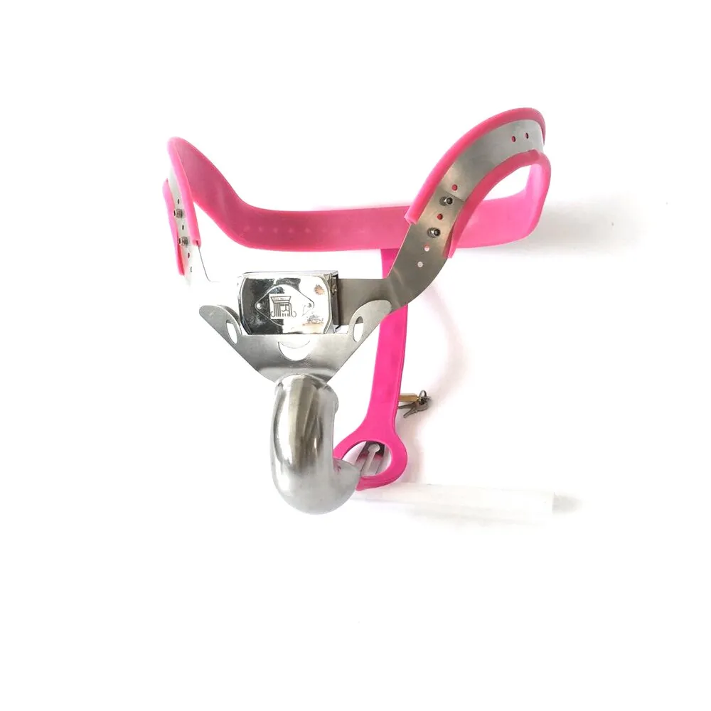 Pink Adjustable Male Chastity Belt