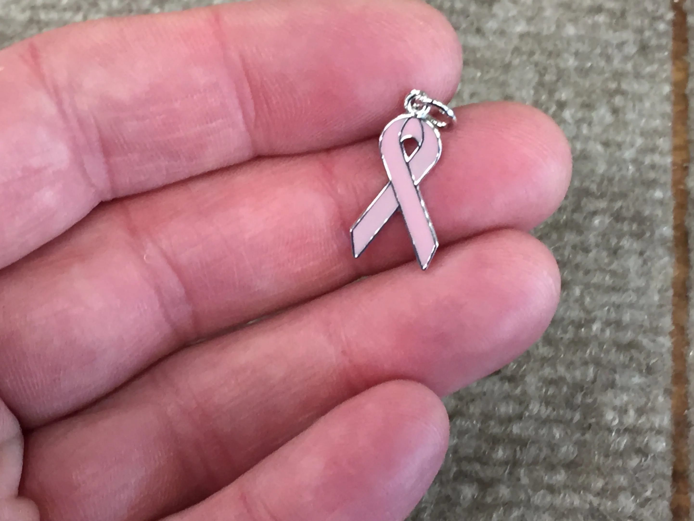 Pink Ribbon Silver Charm