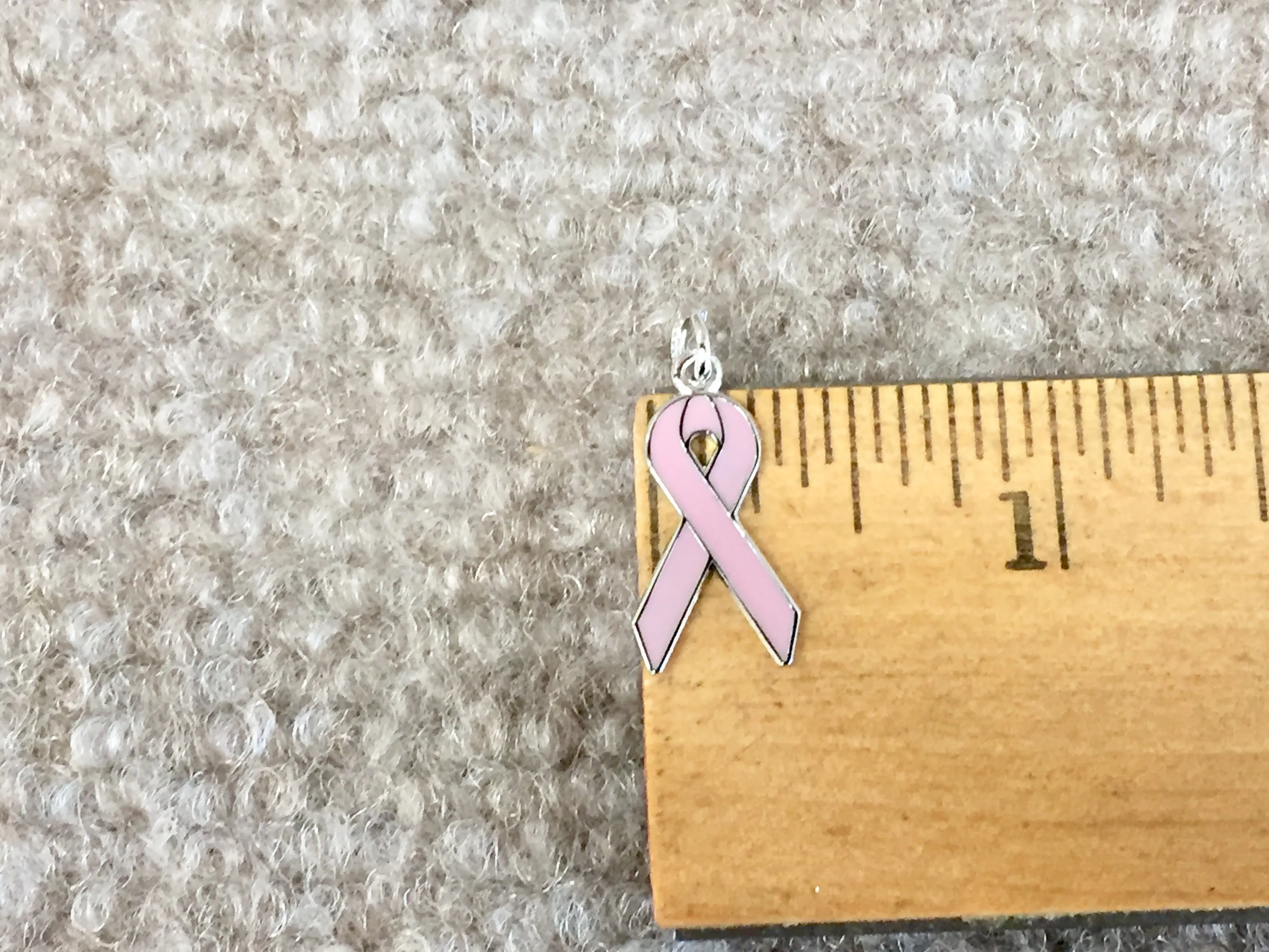 Pink Ribbon Silver Charm