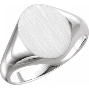 Platinum 11x9.5 mm Oval Signet Ring