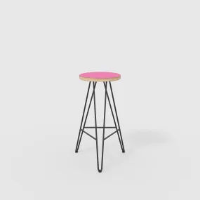 Plywood Bar Stool with Black Hairpin Base - Formica Juicy Pink