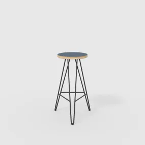 Plywood Bar Stool with Black Hairpin Base - Formica Night Sea Blue