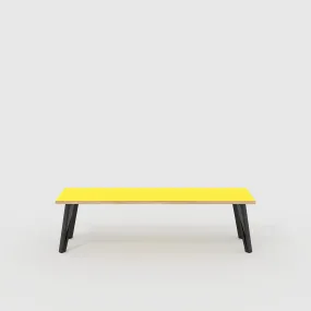 Plywood Bench Seat with Black Box Hairpin Legs - Formica Chrome Yellow - 1600(w) x 400(d) x 450(h)