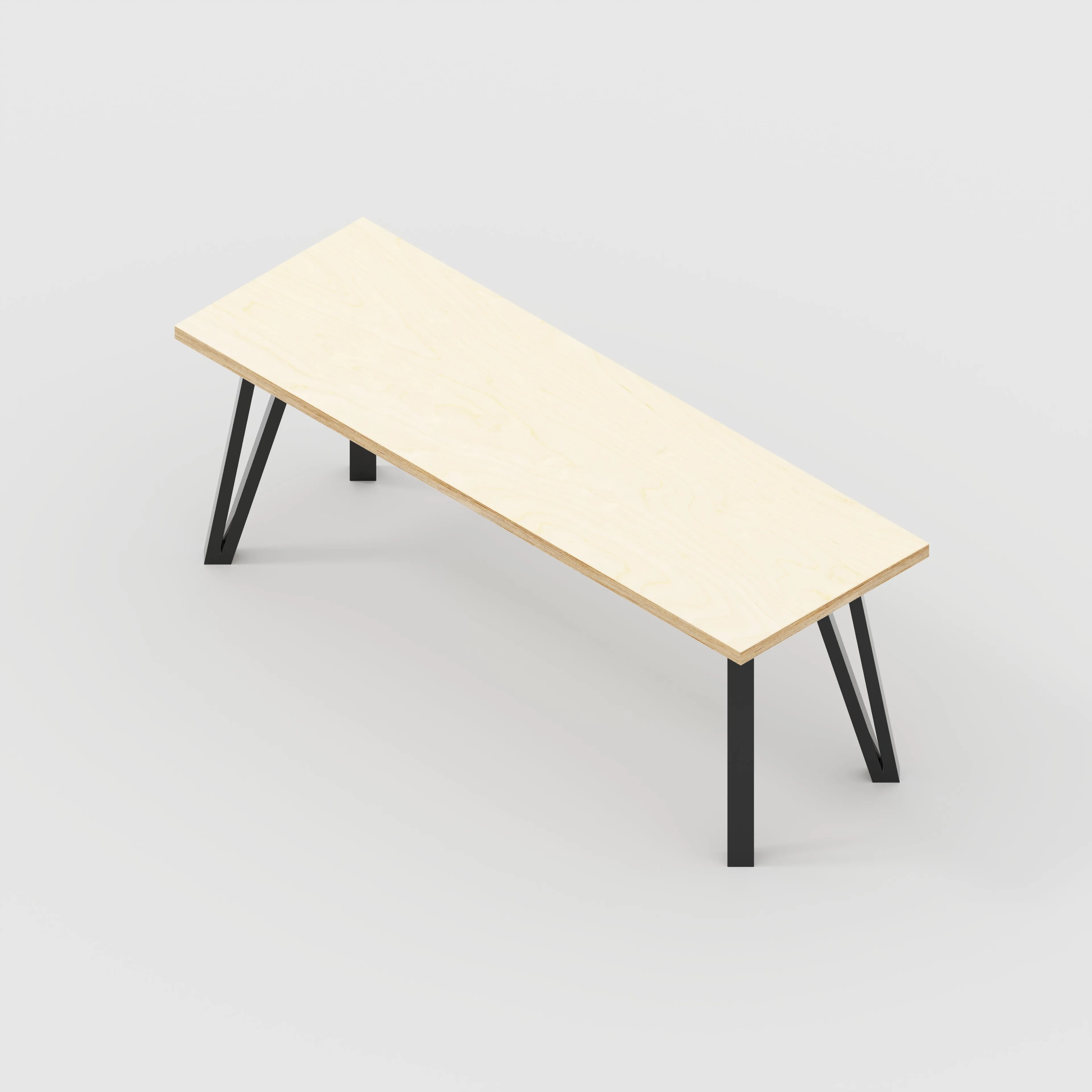 Plywood Bench Seat with Black Box Hairpin Legs - Plywood Birch - 1200(w) x 400(d) x 450(h)