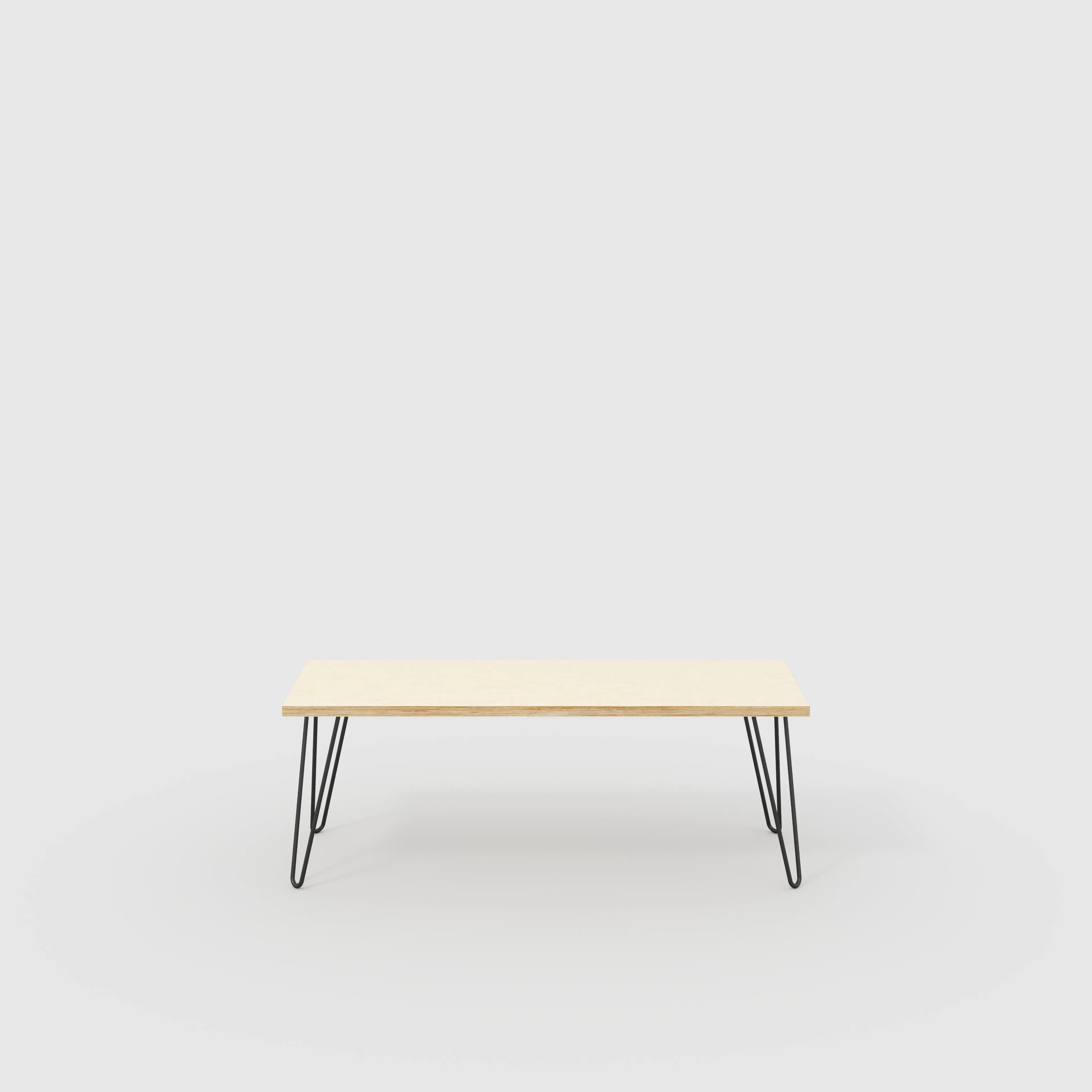 Plywood Bench Seat with Black Hairpin Legs - Plywood Birch - 1200(w) x 400(d)