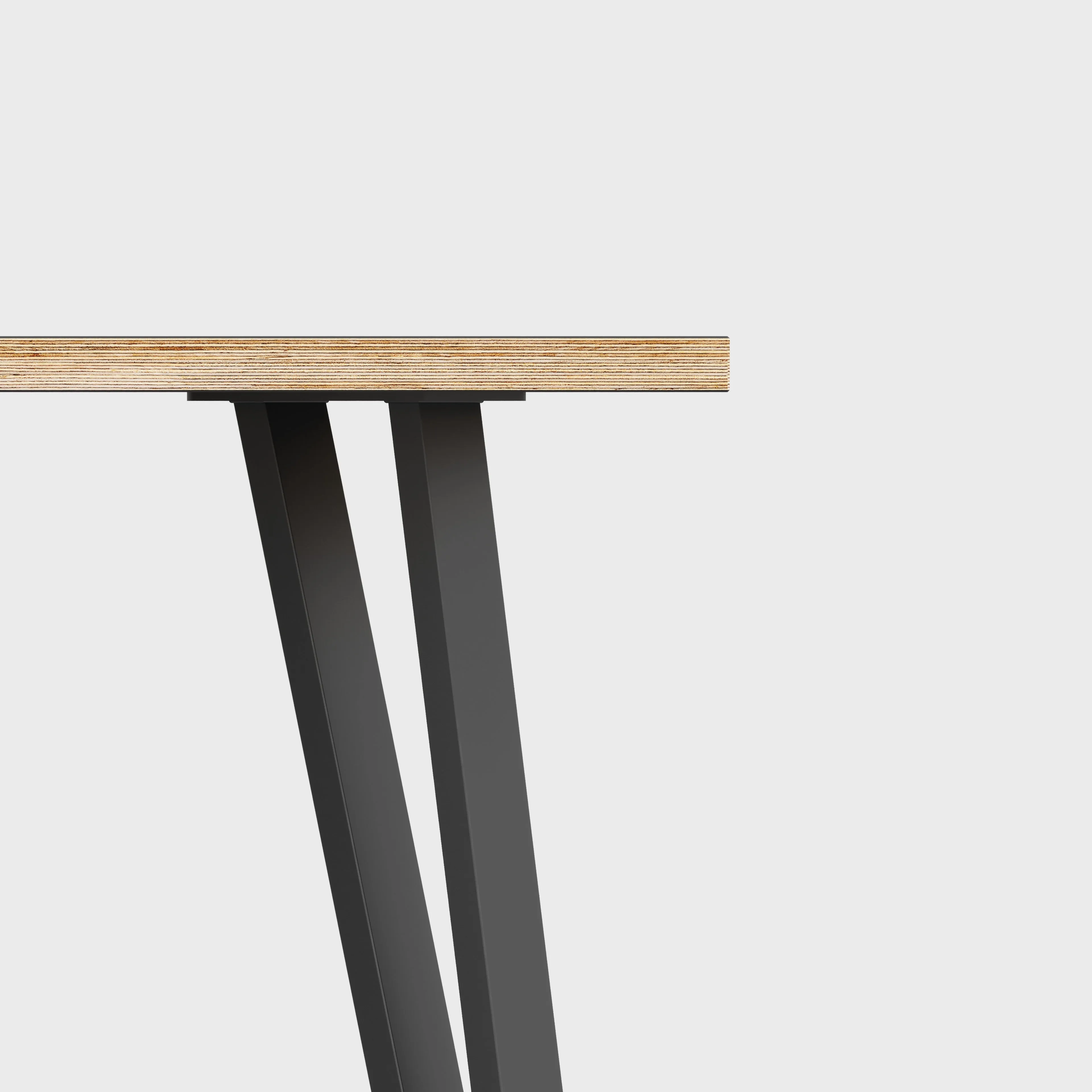 Plywood Desk with Black Box Hairpin Legs - Formica Tornado Grey - 1600(w) x 800(d) x 735(h)