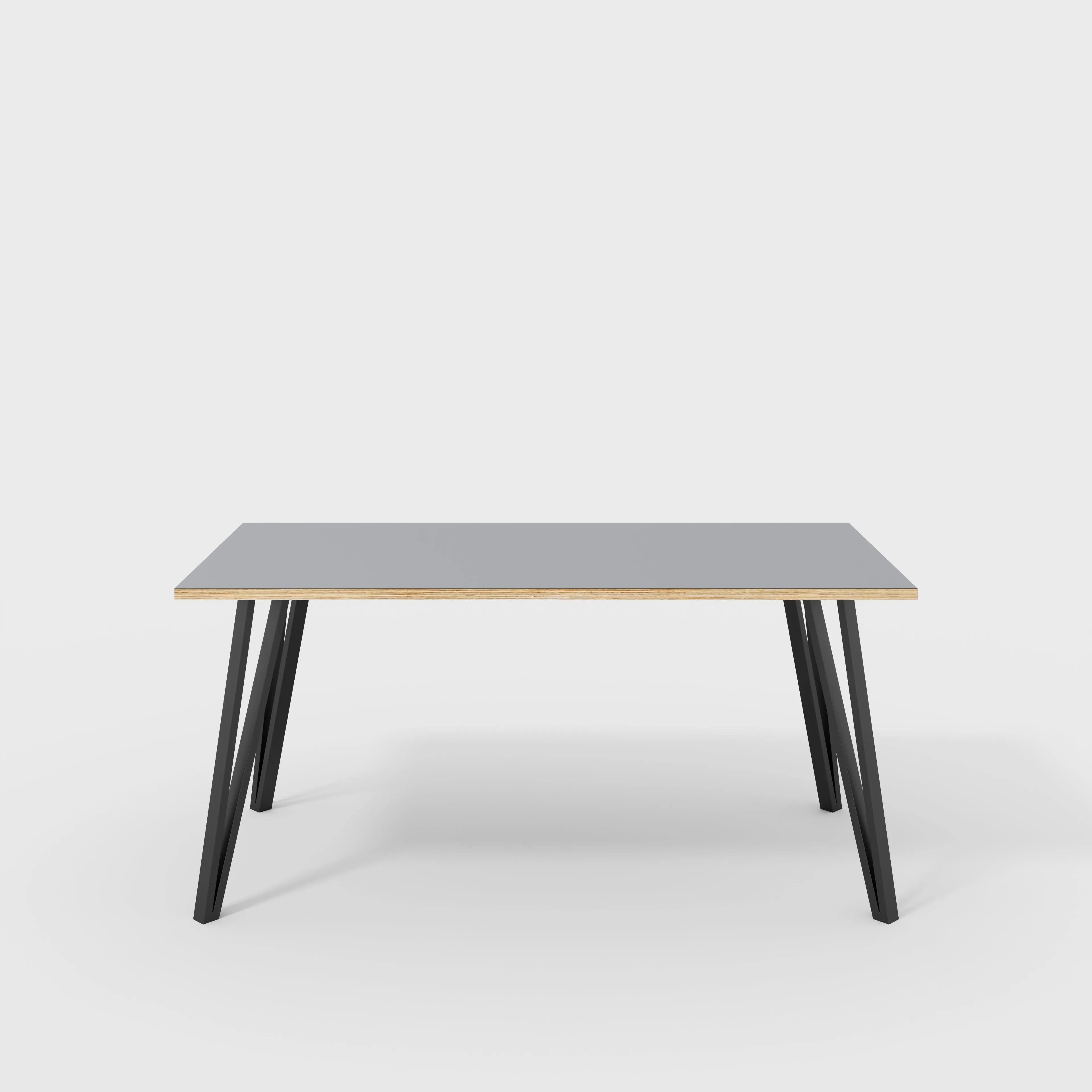 Plywood Desk with Black Box Hairpin Legs - Formica Tornado Grey - 1600(w) x 800(d) x 735(h)