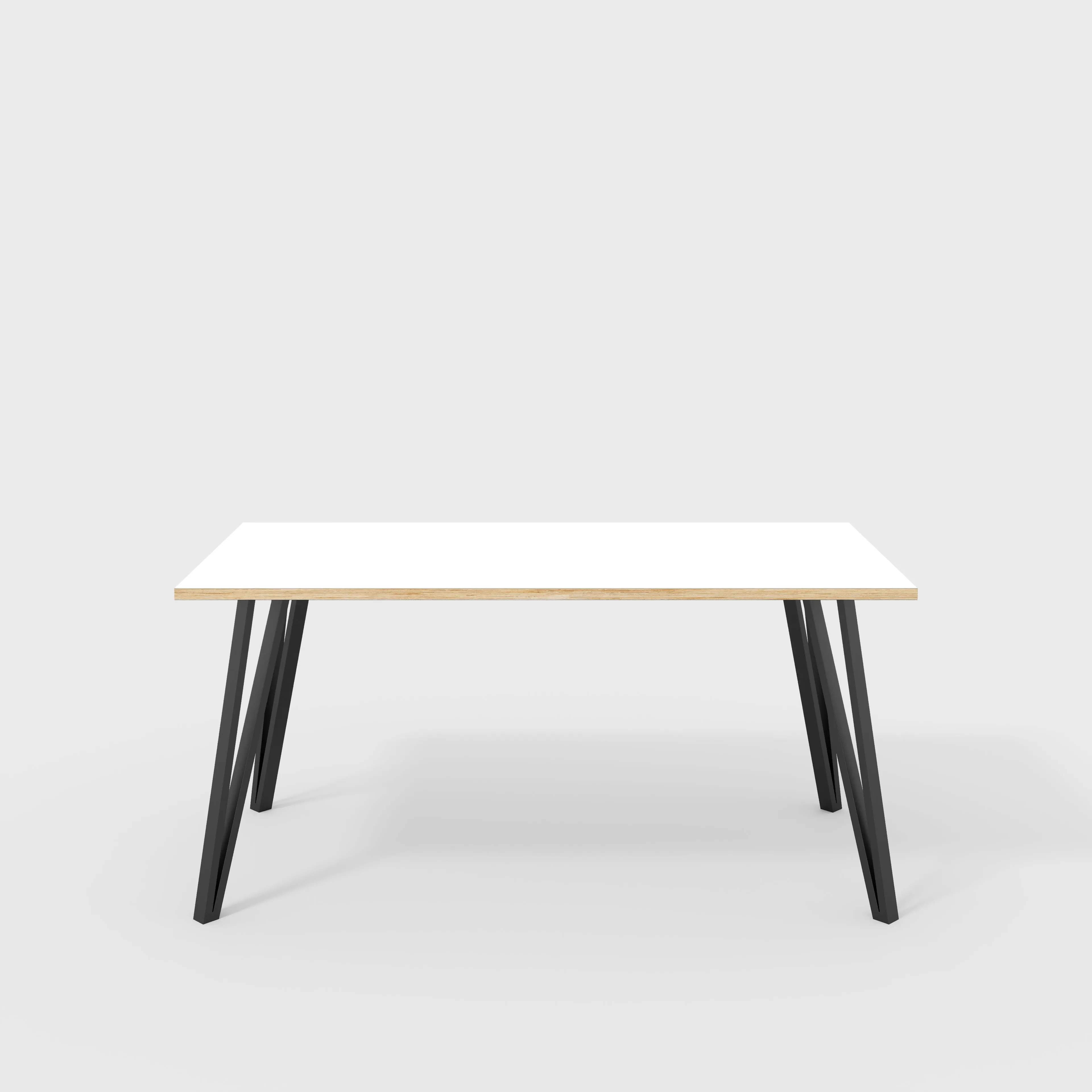 Plywood Desk with Black Box Hairpin Legs - Formica White - 1600(w) x 800(d) x 735(h)