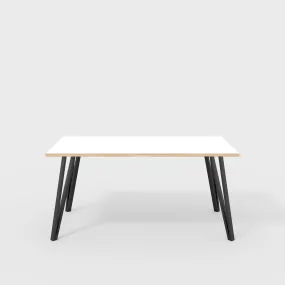 Plywood Desk with Black Box Hairpin Legs - Formica White - 1600(w) x 800(d) x 735(h)