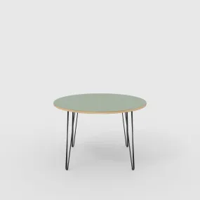 Plywood Round Table with Black Hairpin Legs - Formica Green Slate - 1200(dia) x 735(h)