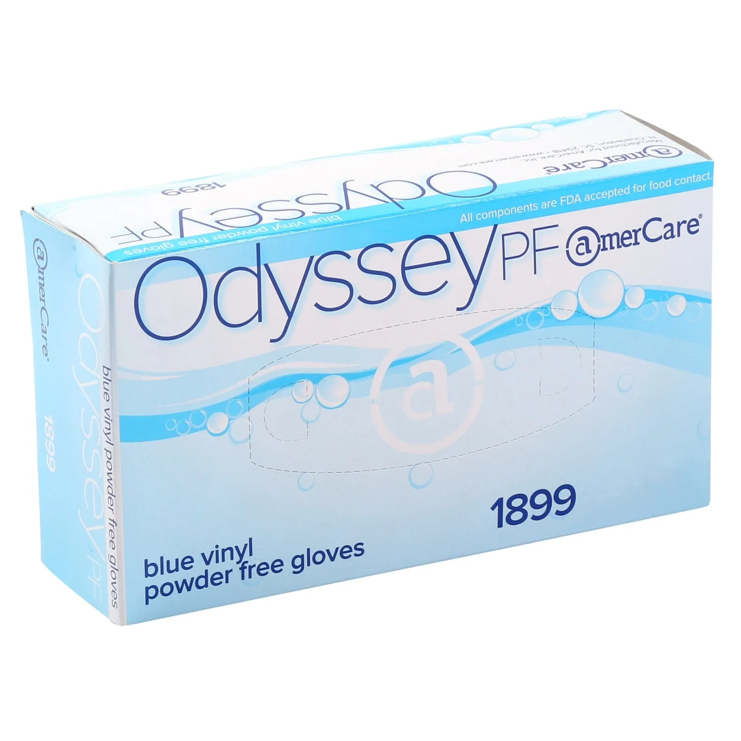 Powder-Free Vinyl Odyssey Blue Gloves (S-XXL), Case of 1,000 (XXL: 900)