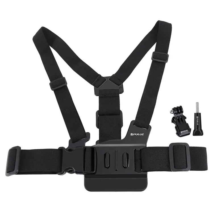 PULUZ Adjustable Body Mount Belt Chest Strap with J Hook Mount & Long Screw for GoPro, Insta360, DJI and Other Action Cameras