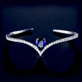 "Ayanna" - Cubic Zirconia Bridal Bracelet - Available with Blue and Clear CZ