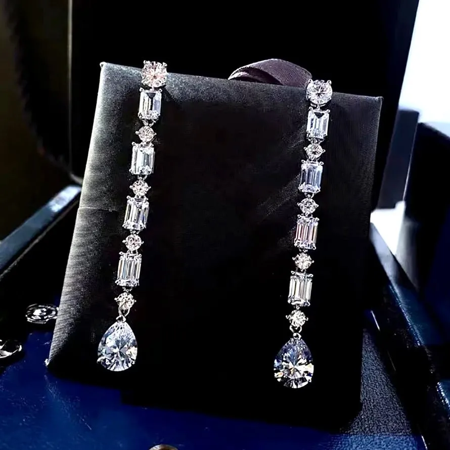 "Brynlee" - Silver Cubic Zirconia Bridal Earrings