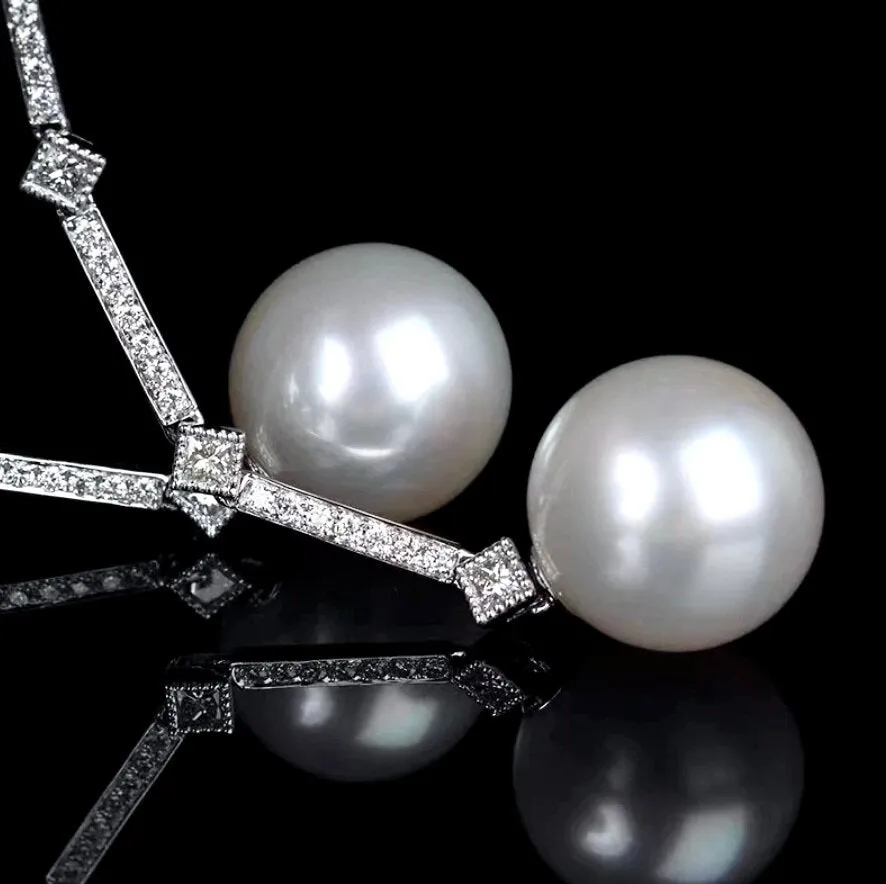 "Irina" - Art Deco Pearl and CZ Bridal Earrings