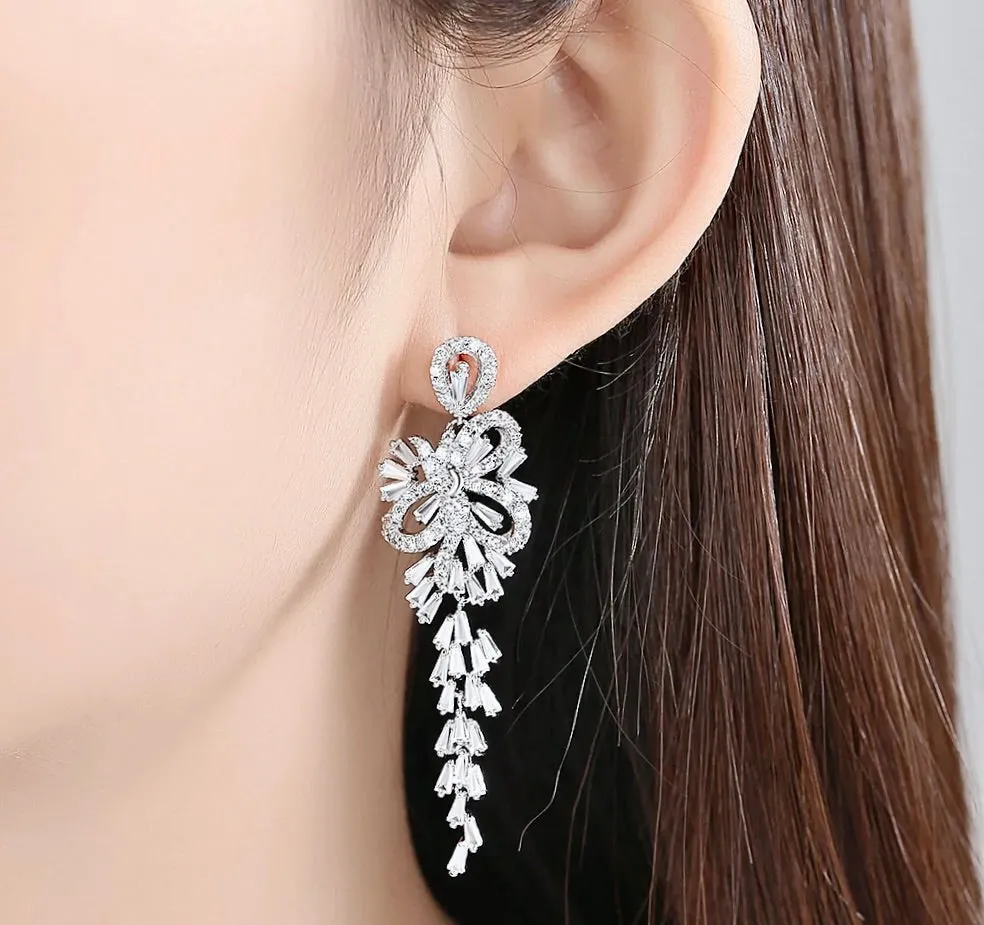 "Iyanna" - Silver Cubic Zirconia Bridal Earrings - Available in Silver and Rose Gold