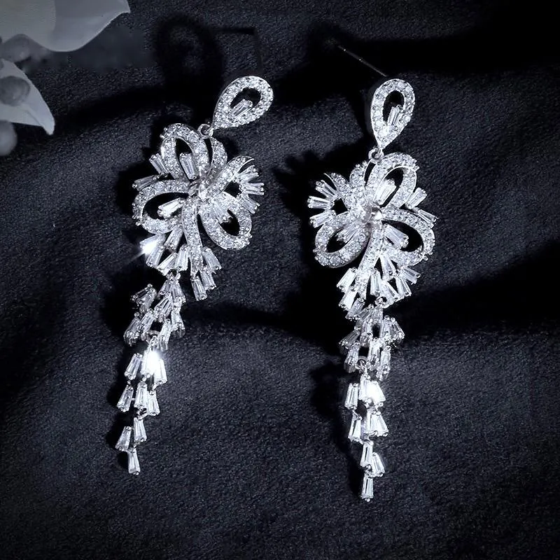 "Iyanna" - Silver Cubic Zirconia Bridal Earrings - Available in Silver and Rose Gold