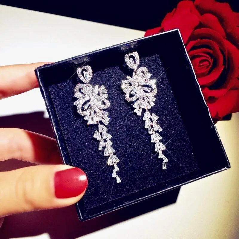 "Iyanna" - Silver Cubic Zirconia Bridal Earrings - Available in Silver and Rose Gold